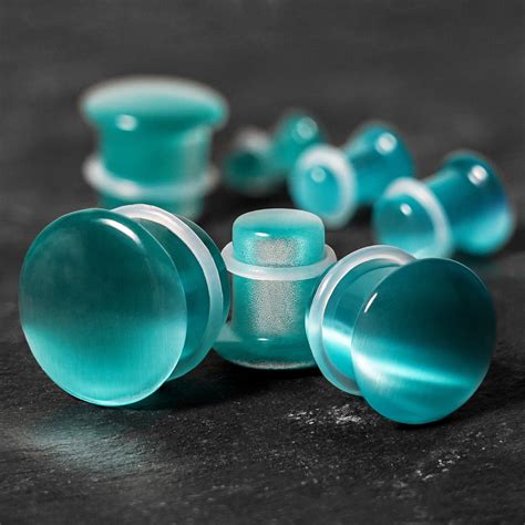 green cats eye single flare glass plug gauge uk custom plugs