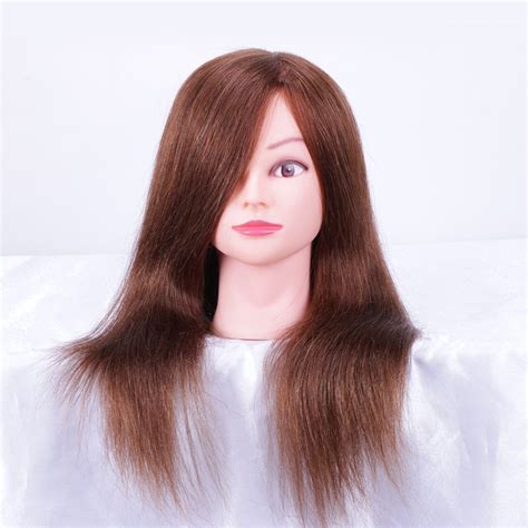 Salon School Use 100 Real Hair Brown Manikin Head Hair Styling Salon