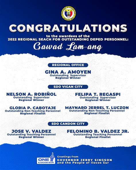 Congratulations Awardees Province Of Ilocos Sur