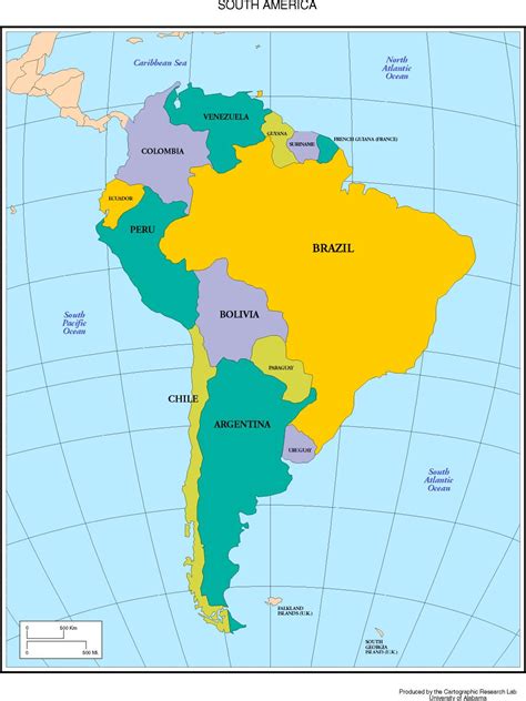 Labeled Map Of South America