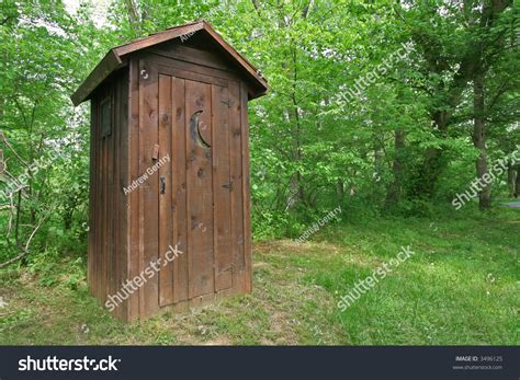 Outhouse Rustic Outhouse Building Wooded Area Stock Photo 3496125