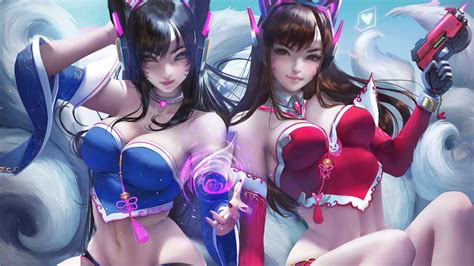 Ahri Lol D Va Overwatch Girls K Wallpapers Ipad Wallpapers K K Wallpaper Pc