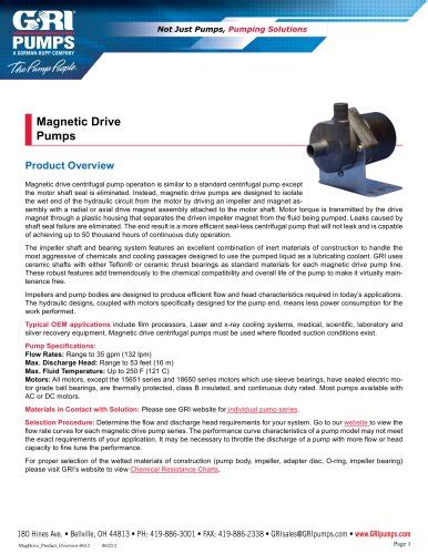 Magnetic Drive Pumps Gorman Rupp Industries PDF Catalogs Technical Documentation Brochure