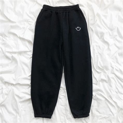 Smiley Face Embroidery Sweatpants Tomscloth