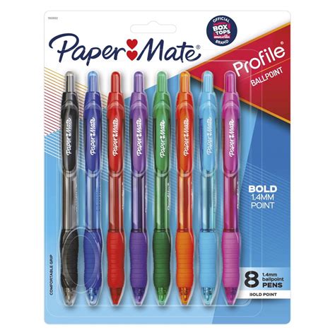 paper mate profile ballpoint retractable pens assorted ink bold tip 8 count