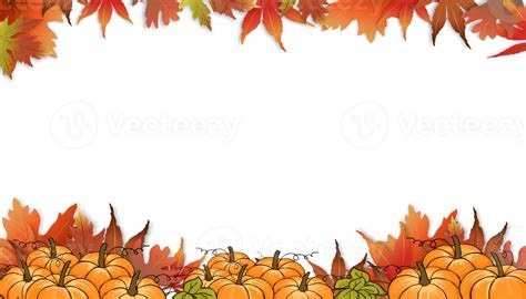 Autumn Background With Pumpkin And Maples Leaves Border Fall Template Design With Multicolour