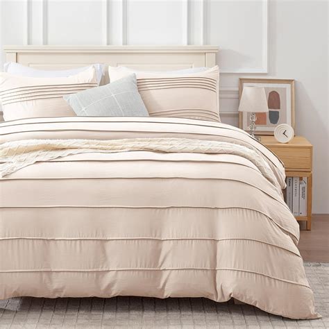 Exq Home Beige Pleated Duvet Cover Fullqueen Size