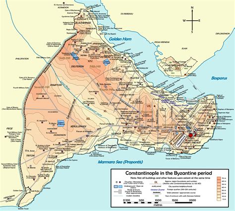 Map Of Byzantine Constantinople Illustration Ancient History