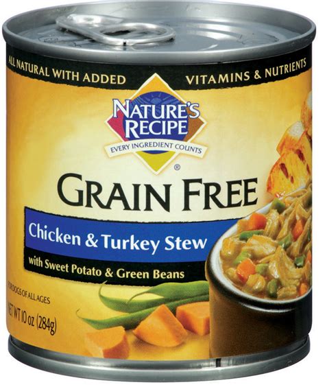 Apart from turkey as the main protein ingredient, this. Nature's Recipe Grain Free Chicken and Turkey Stew Canned ...