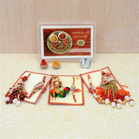 Set Of 3 Unique Bhaiya Bhabi Rakhi Lumba Rakhi