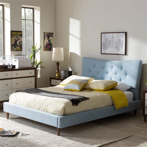 Baxton Studio Hannah Blue Queen Upholstered Bed 28862 7007 Hd The