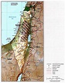 Large political map of Israel with relief, roads, railroads and major ...