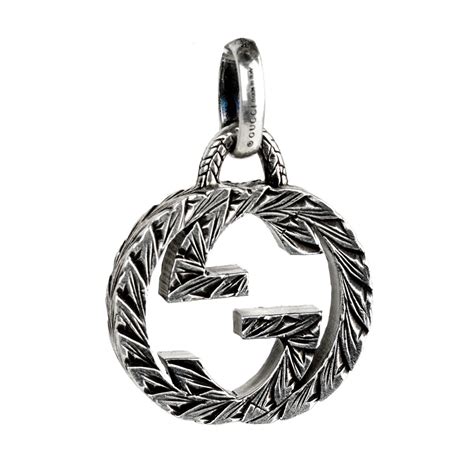 Gucci Double G Engraved Silver Charm Pendant Opulent Jewelers
