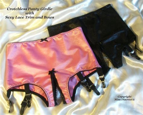Open Crotch Knickers Strap Crotchless Girdle Pink Waist