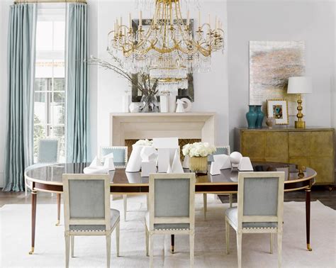 Elegant White Traditional Dining Room With Crystal Chandelier And