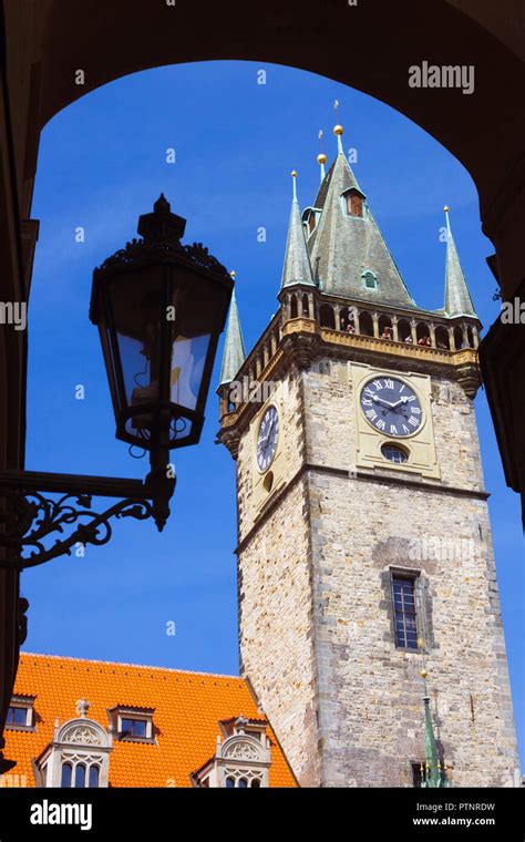 Prague Czech Republic Clock Tower Of The Old Town Hall At The Old