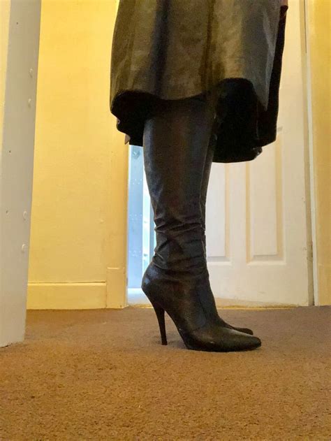 Working From Home ️ High Heel Dress Boots Tights And Heels High Knee Boots Outfit Thigh