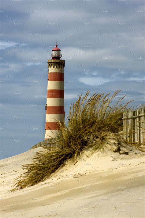 Landscape Lighthouse On The Beach High Quality Architecture Stock