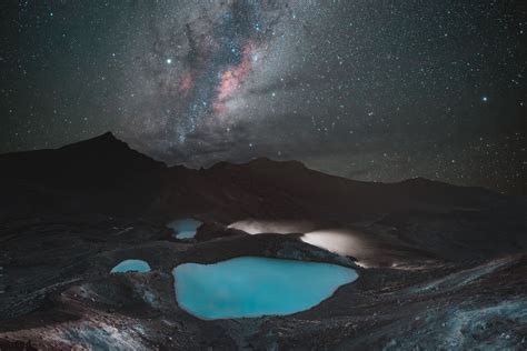 The View From Atop The Tongariro Alpine Crossing In The Middle Of The Night New Zealand