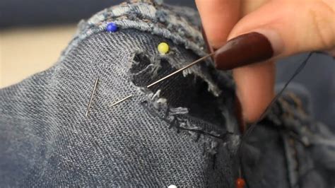 How To Fix Thigh Holes In Jeans Youtube