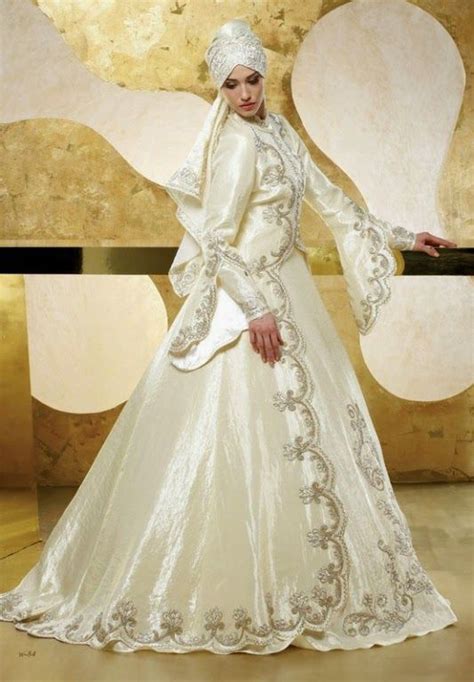 Turkish White Wedding Dresses With Veils For Moslem Bride Turkish