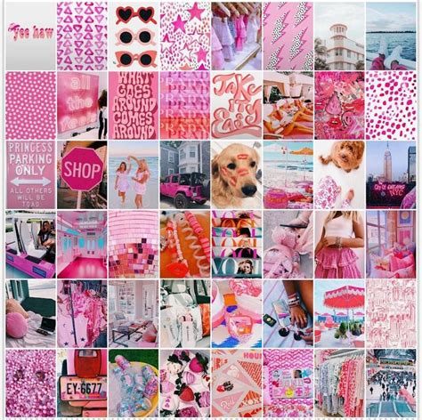 50pc Pink Preppy 1 Photo Collage Kit Etsy Preppy Wall Collage