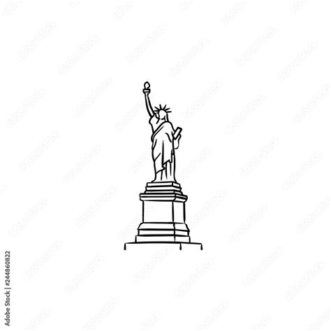 The Statue Of Liberty Hand Drawn Outline Doodle Icon Landmark Tourism