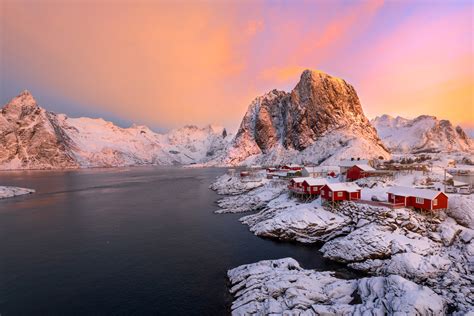 Lofoten Islands Norway Red Cabins In Winter Fine Art Print Photos By