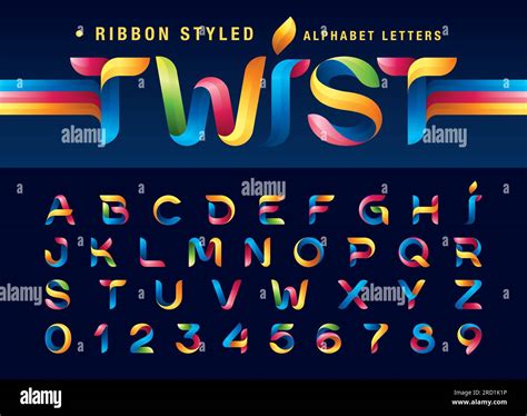 Vector Of Colorful Twist Ribbons Alphabet Letters And Numbers Modern