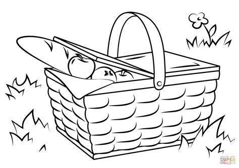 Picnic Basket Food Coloring Page Free Printable Coloring Pages