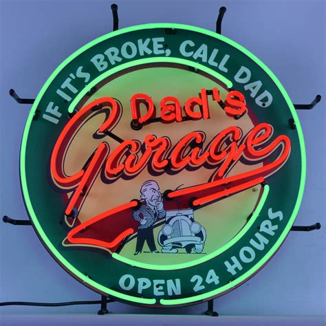 Dads Garage Neon Sign With Backing Automotive Neon Signs
