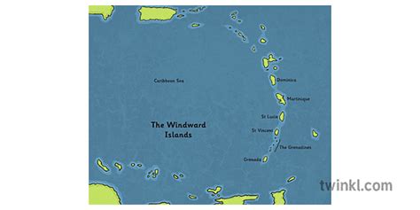 Windward Islands Map Illustration Twinkl