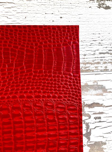 Matte Red Alligator Skin Faux Leather Red Alligator Faux Etsy