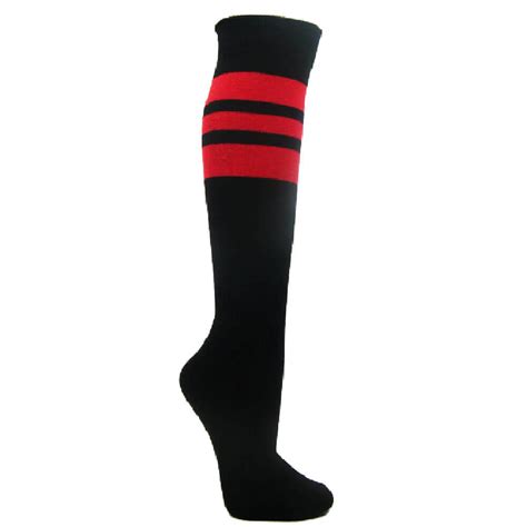 Couver Superior Quality Black Triple Stripes Baseball Softball Multi Sport Knee High Socks Red