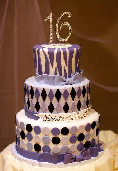 Sixteenth birthday cake in in lavender and white in 3 ...