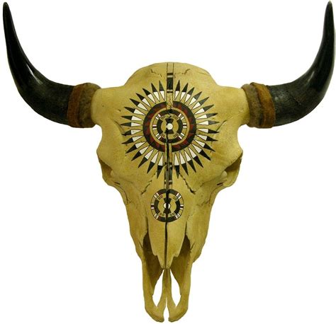 Hand Painted Buffalo Skull W Black War Bonnet Design Buffalo Skull
