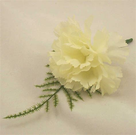 Guest Buttonholes Cream Carnation Fern Buttonhole Silk Wedding Flowers
