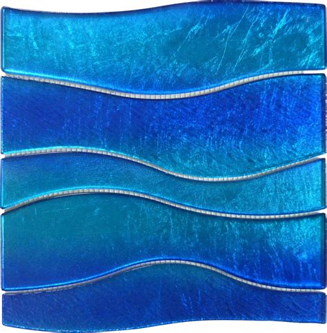 Tesoro Blue Wave Glass Tile Mosaic Blue Tiles — Oasis Tile