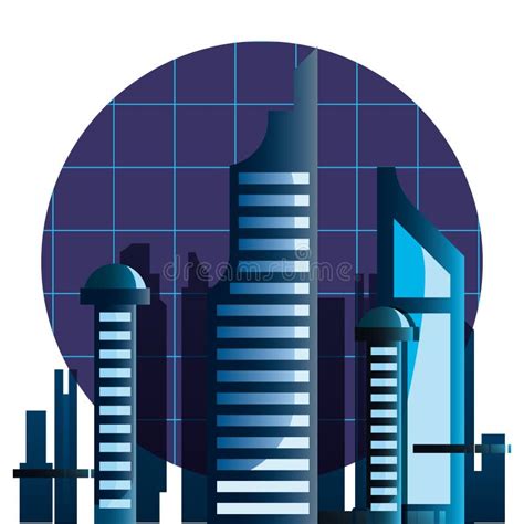 Futuristic Buildings Cityscape Urban Modern Stock Illustration