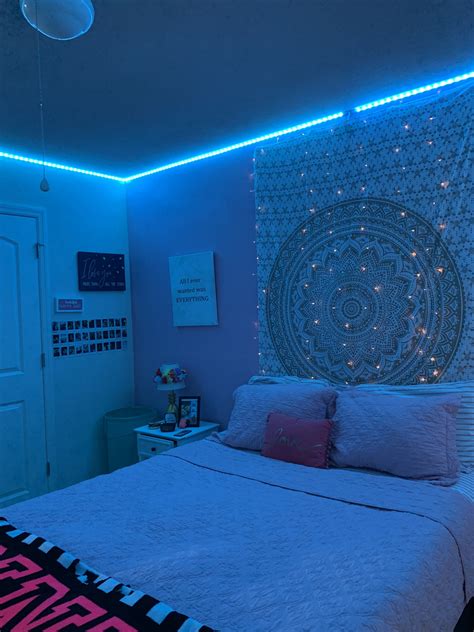 Got Led Lights And Now Im Obsessed In 2021 Light Blue Bedroom Grey Room Ideas Bedroom