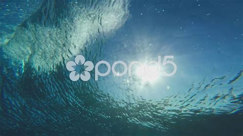 Underwater Angle Of Tropical Blue Ocean Wave Crashing Stock Footage