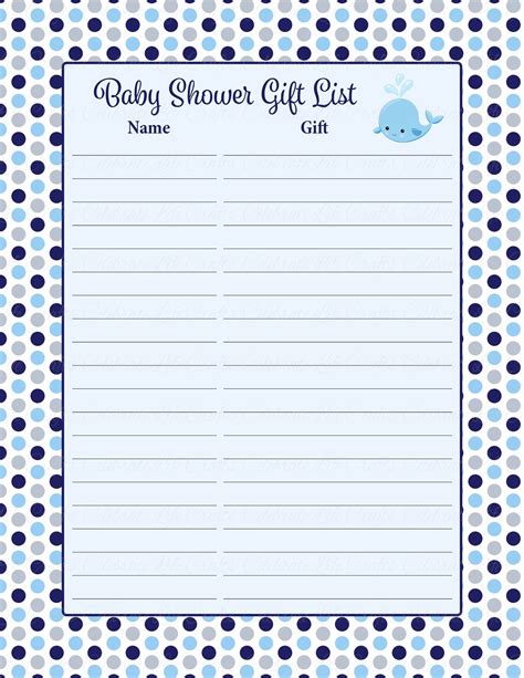05.06.2018 · free printable baby shower gift list. Baby Shower Gift List & Sign - Printable Navy Gray Whale Baby Shower Decorations - B15007 | Baby ...