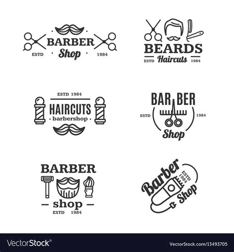 Barber Shop Emblems Set Royalty Free Vector Image