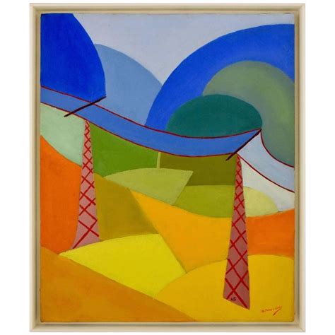 Abstract Painting Colorful Landscape By Alain Mettais Cartier 1945