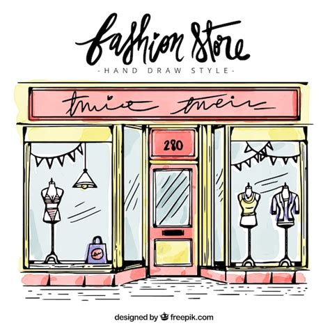 Free Vector Sketch Of Fashion Store