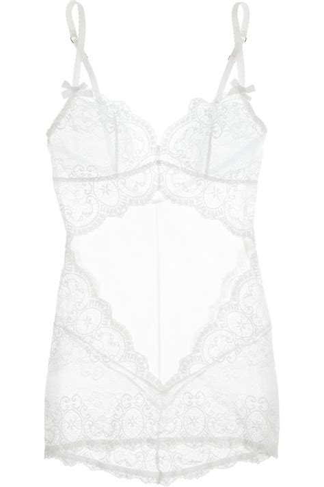 Lyst L Agent By Agent Provocateur Vanesa Stretch Lace And Tulle Chemise In White