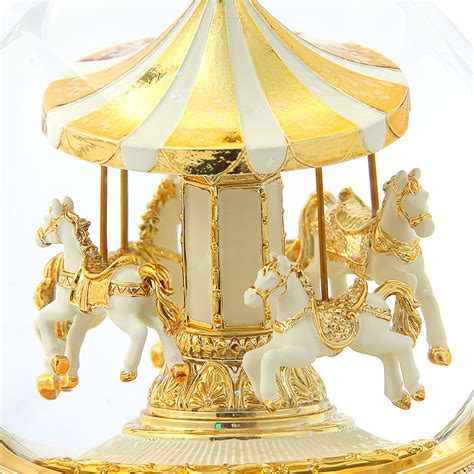 Gorgeous Golden Carousel Music Snow Globe Classical Pattern Decoration