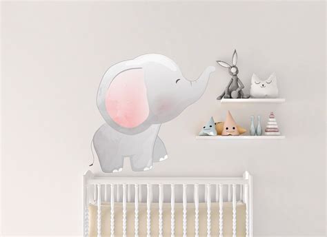 S Er Baby Elefant Aquarell Wandtattoo Kinderzimmer Elefant Etsy