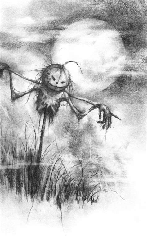 The Makeshift Scarecrow Iphone Skin By Chad Wehrle Scary Drawings