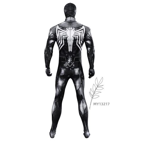 Marvel Spider Man 2 Venom Symbiot Battle Suit Mens Cosplay Jumpsuit